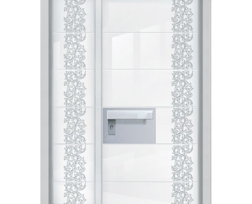 דלת כניסה עם זכוכית לבנה